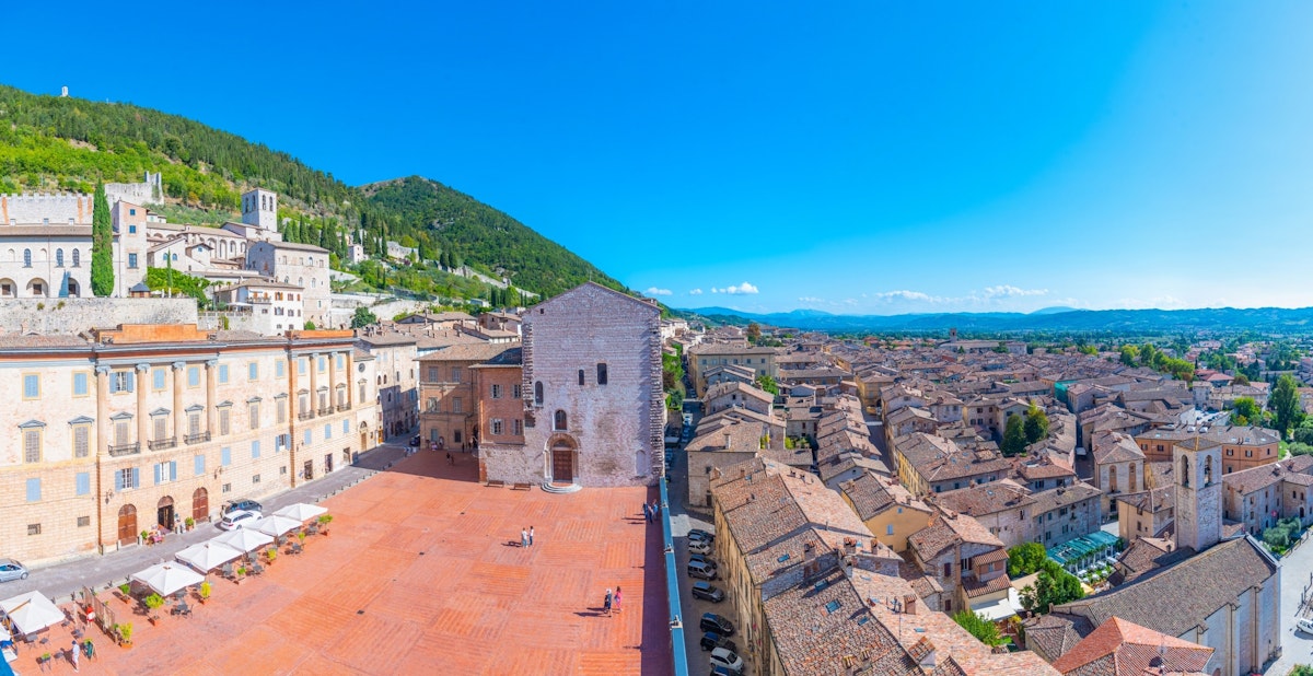 Gubbio, Italy, October 1, 2021: Piazza Grande in Italian town Gubbio.; Shutterstock ID 2316347295; purchase_order: 65050; job: poi; client: ; other:
2316347295