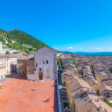 Gubbio, Italy, October 1, 2021: Piazza Grande in Italian town Gubbio.; Shutterstock ID 2316347295; purchase_order: 65050; job: poi; client: ; other:
2316347295
