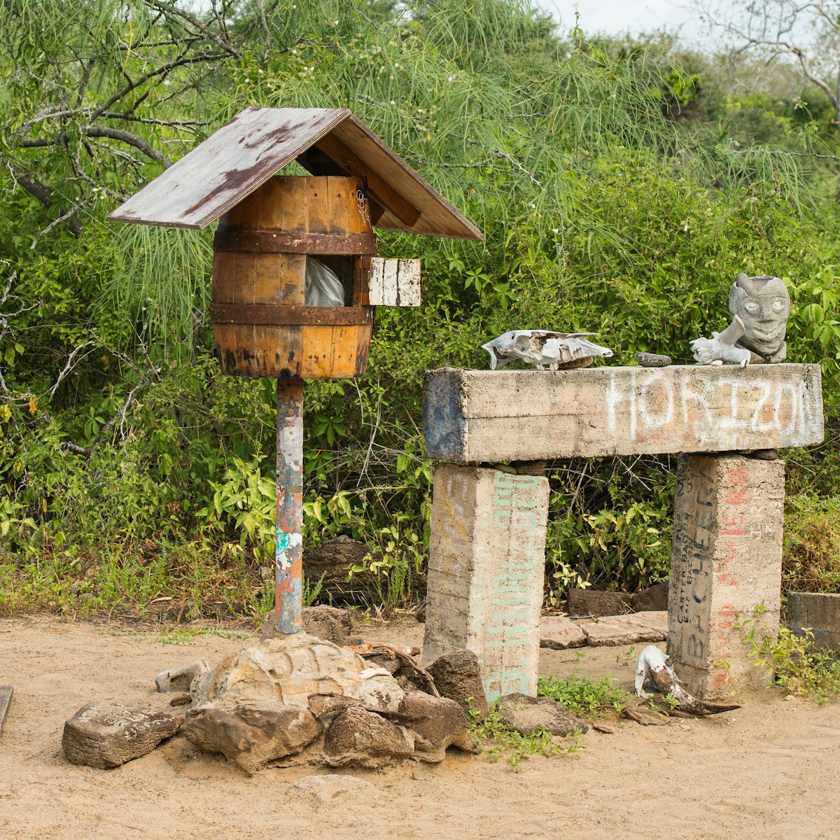 Mail box in Post Office Bay, Floreana Island, Galapagos.