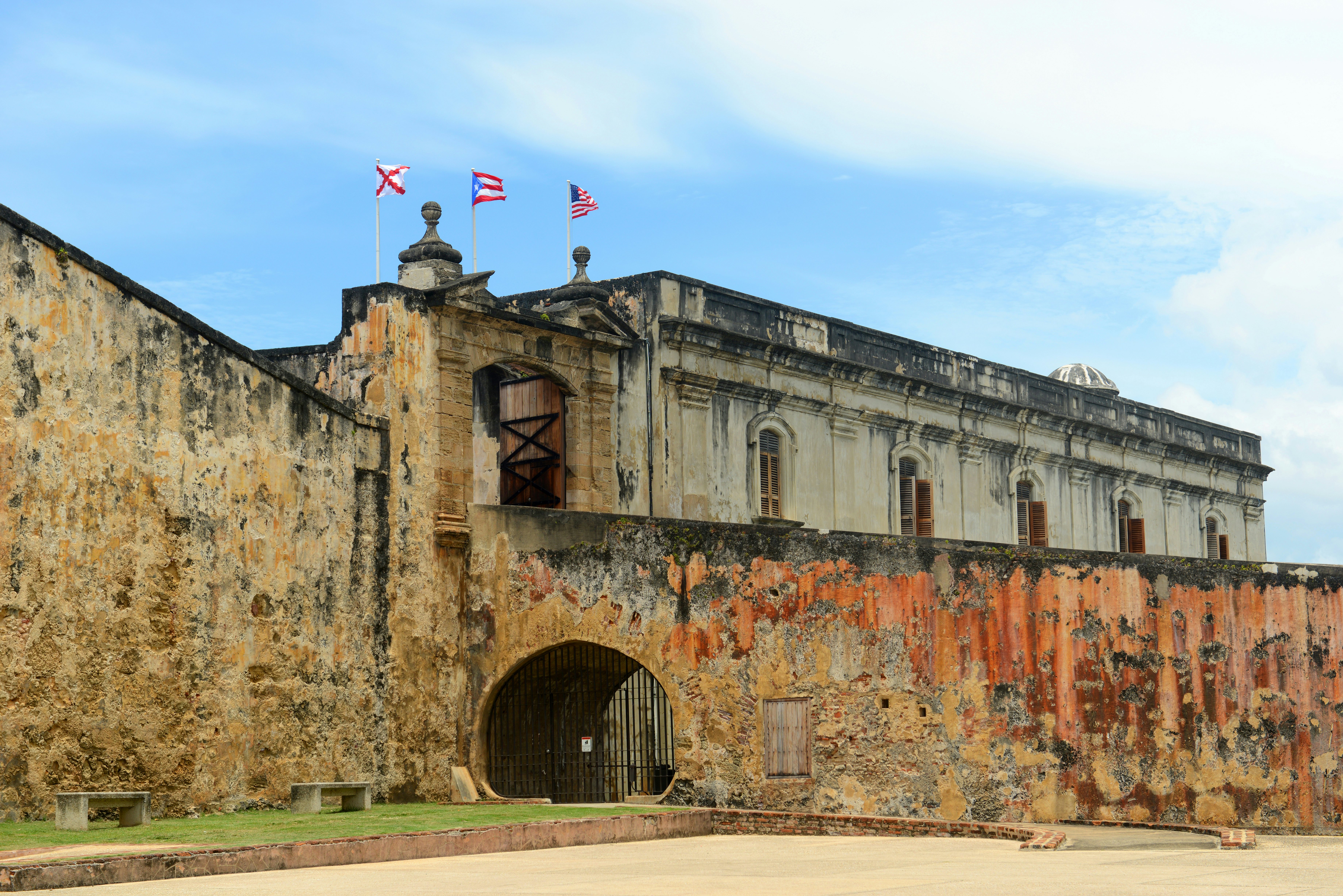 The exterior of Castillo de San Cristobal, San Juan, Puerto Rico.