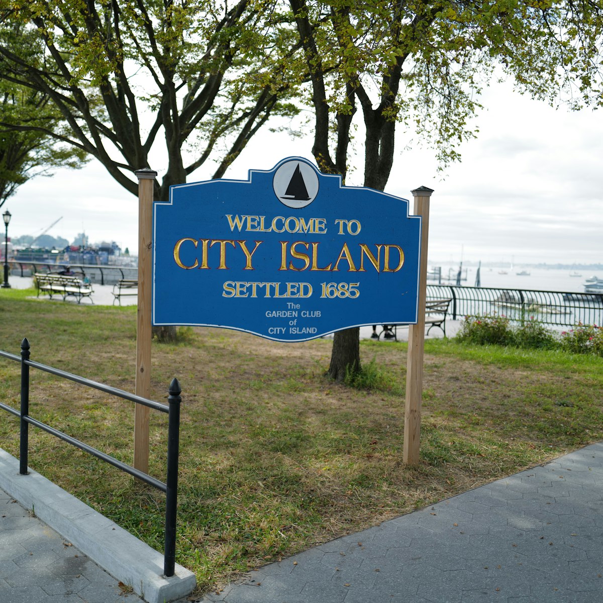 Welcome sign on City Island.