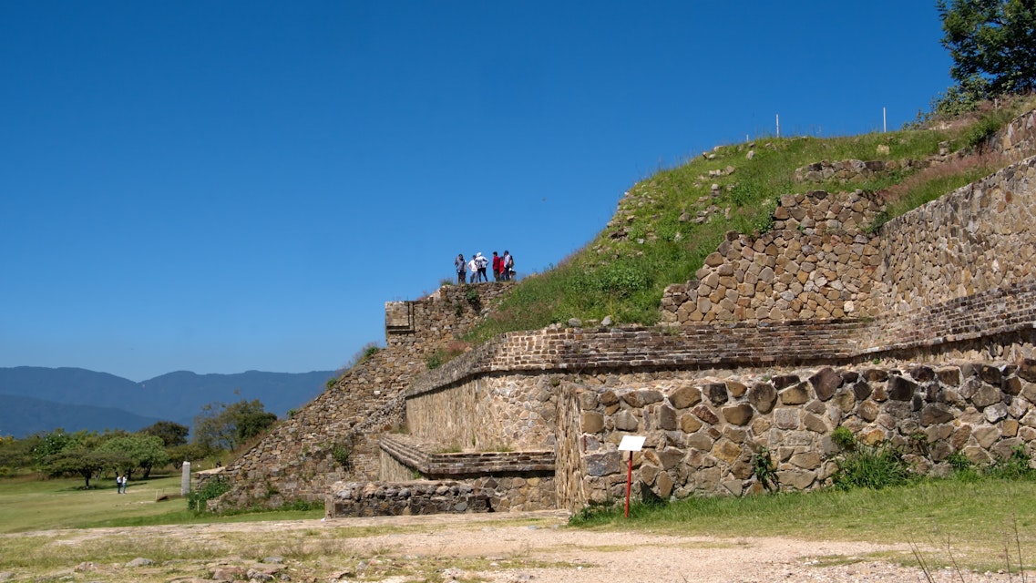 Tourists on the South Platform in Monte Alban.