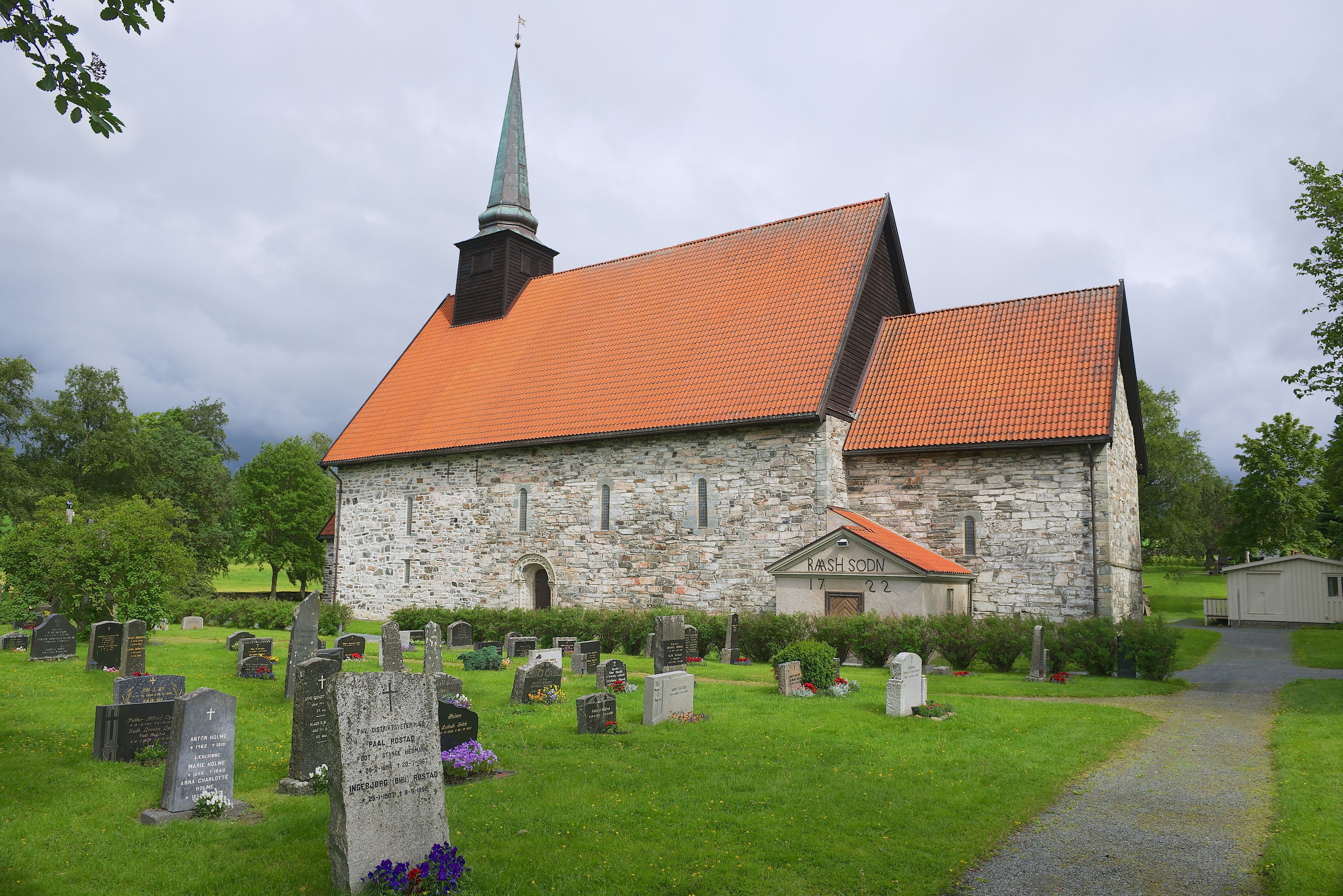 Stiklestad church and cemetery in Stiklestad, Norway.