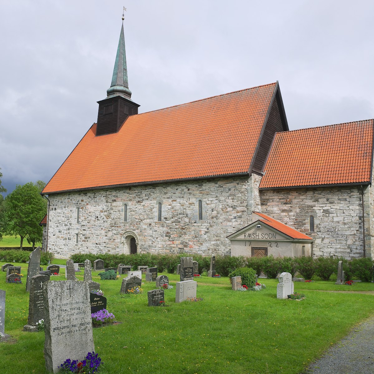 Stiklestad church and cemetery in Stiklestad, Norway.