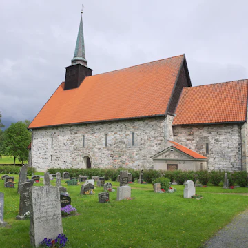 Stiklestad church and cemetery in Stiklestad, Norway.