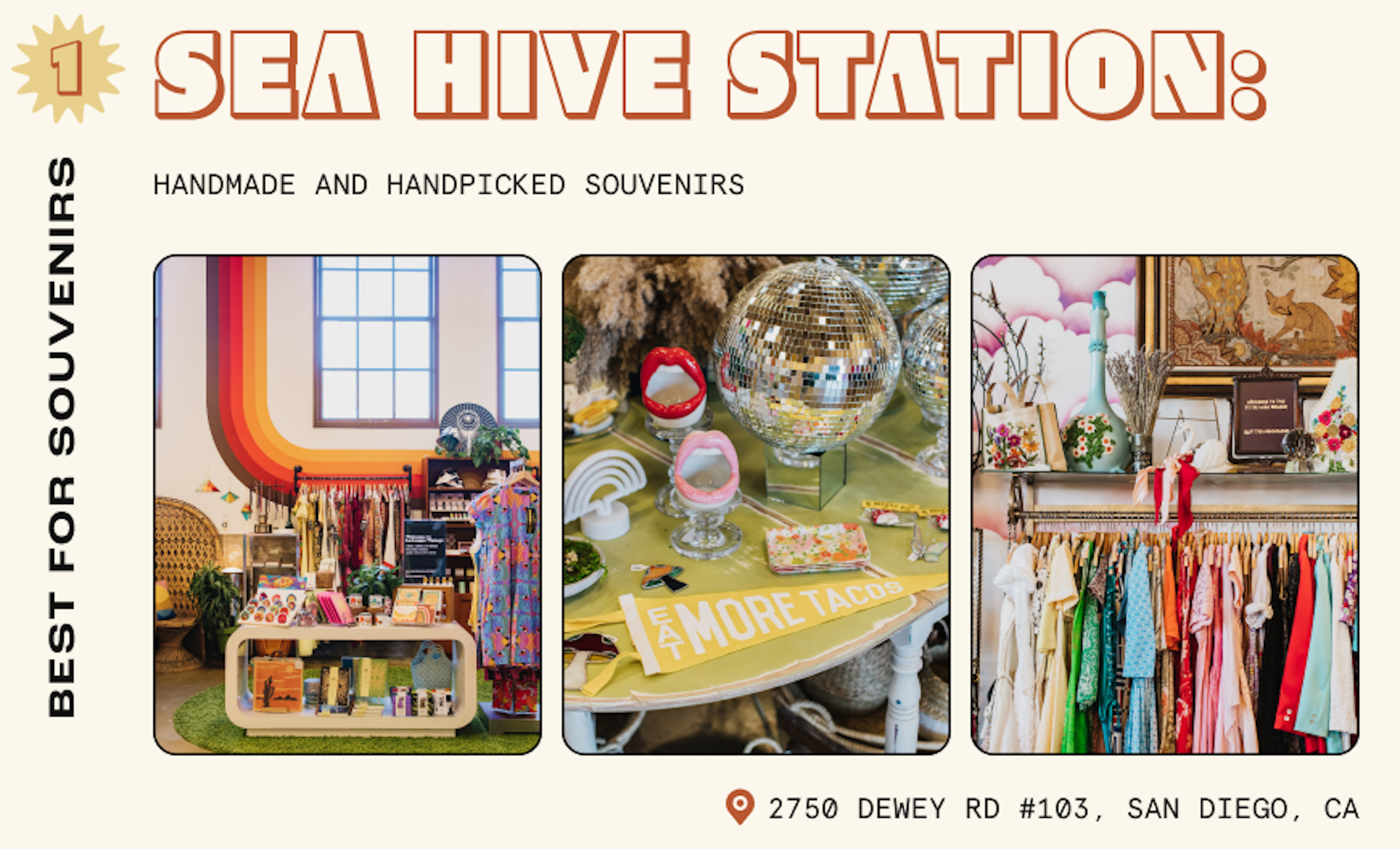 Shots of psychedilic-style interiors of Sea Hive Station in San Diego