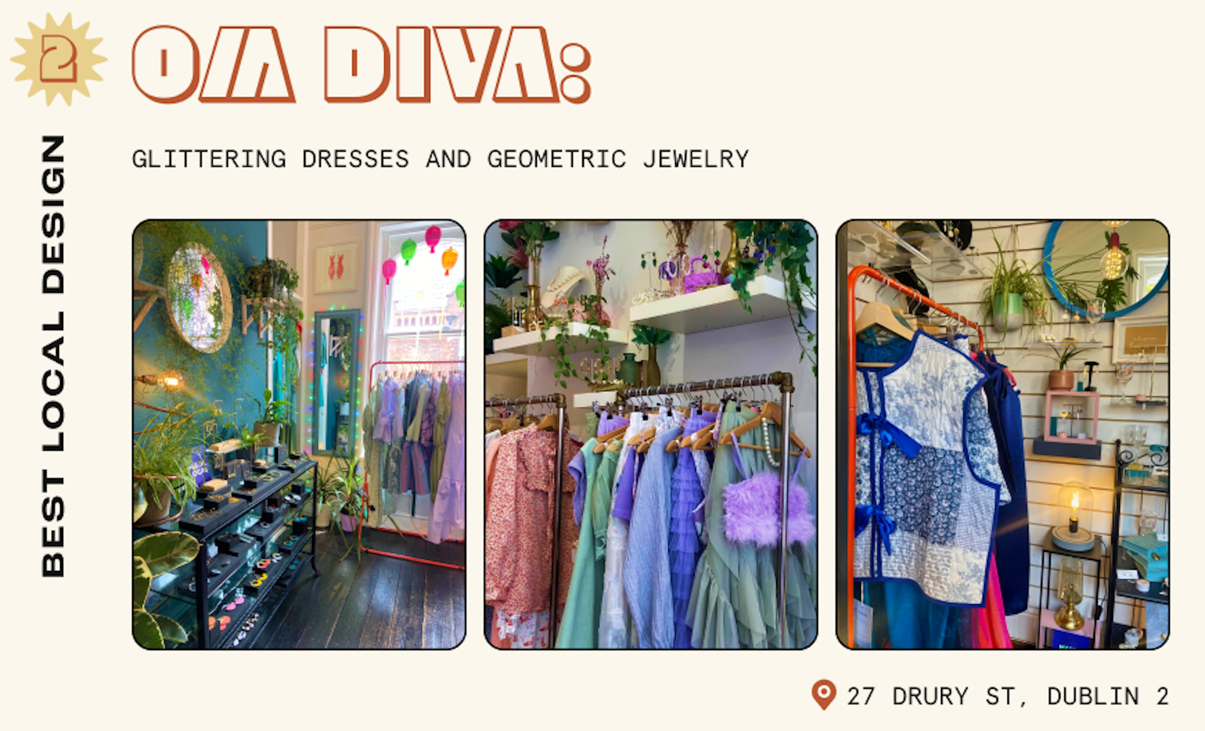 Interior and exterior shots of Om Diva boutique in Dublin