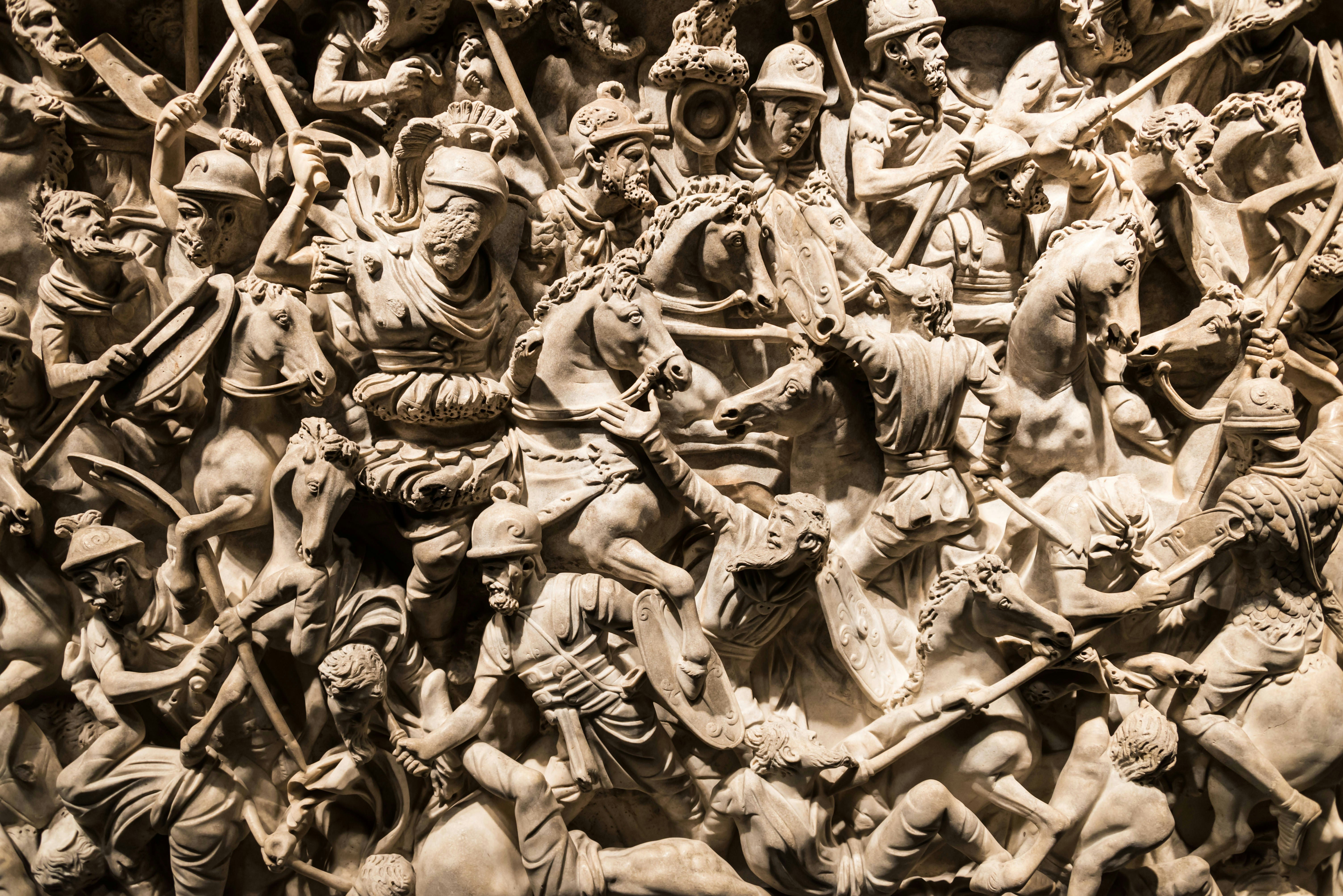 Sculptural details of the Sarcophagus of Portonaccio in the National Roman Museum.
EX0XXN
Sarcophagus, of, Portonaccio, National, Roman, Museum, Italy, Museo, Nazionale, Romano, Palazzo, Massimo, alle, Terme, Rome, battle, sarcophagus, scene, travel
