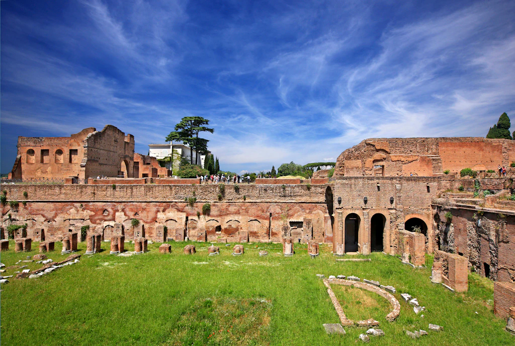 Roman ruins The Stadium of Domitian (Stadio di Domiziano or Circus Agonalis) on the Palatine (Palatino) hill
