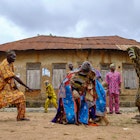ABEOKUTA, OGUN, NIGERIA - 2019/11/02: Man dressed with an Egungun mask performing during a ritual dance. The Egungun is a Yoruba character that represents the ancestors in the religious celebrations. (Photo by Jorge FernÃ¡ndez/LightRocket via Getty Images)
ABEOKUTA, OGUN, NIGERIA - 2019/11/02: Man dressed with an Egungun mask performing during a ritual dance. The Egungun is a Yoruba character that represents the ancestors in the religious celebrations. (Photo by Jorge Fernández/LightRocket via Getty Images)
1211027746
mask, folklore, culture, ancestral, rite, ethnic, ritual, masquerade, tribal, spiritual world, heritage, egungun, yoruba, ancestors, ogun, african, tribes, tribe, ceremonies, rituals, religious, traditional dance, performance art, performance arts, dance, dancers, dances