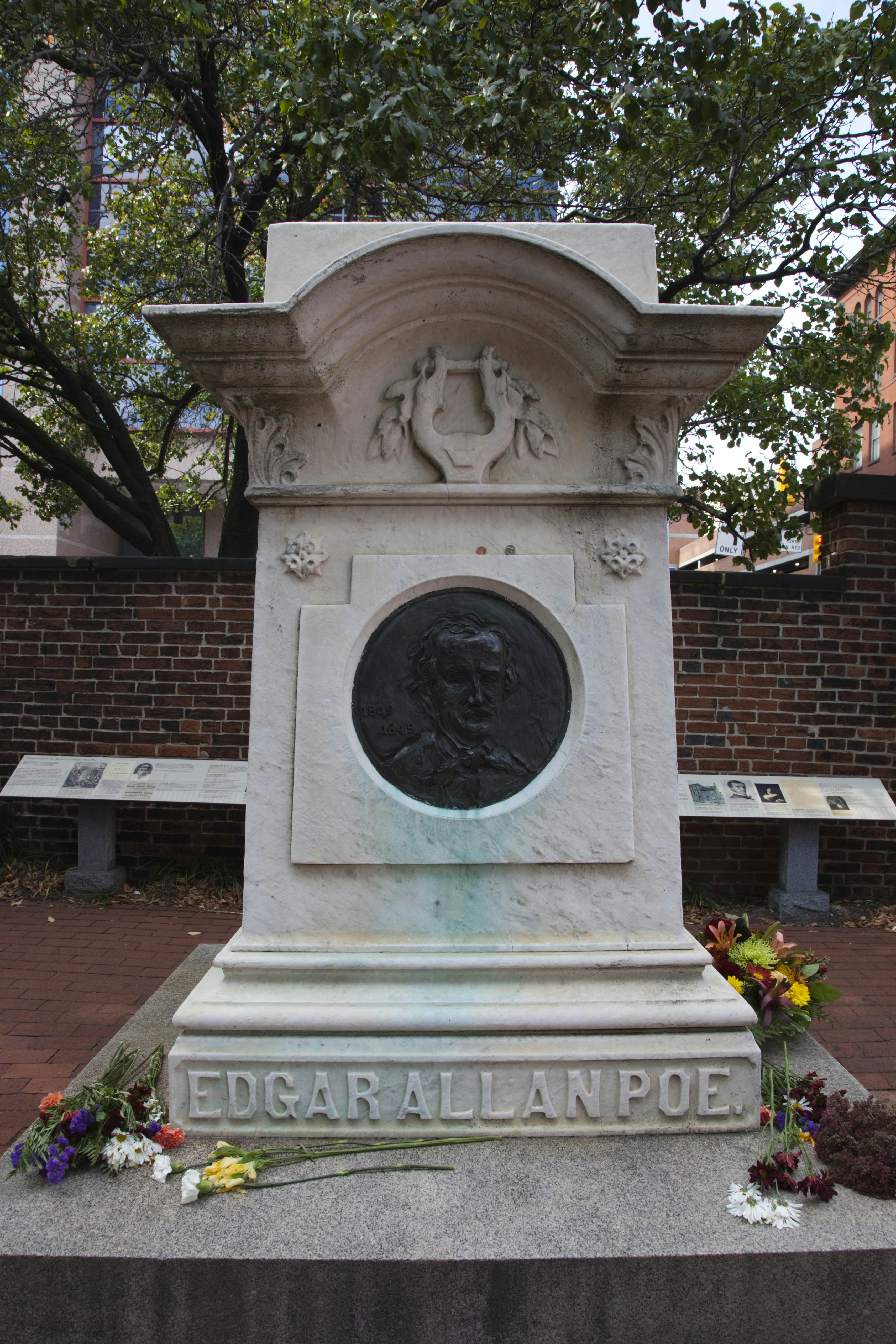 Grave of Edgar Allan Poe in Baltimore, Maryland.