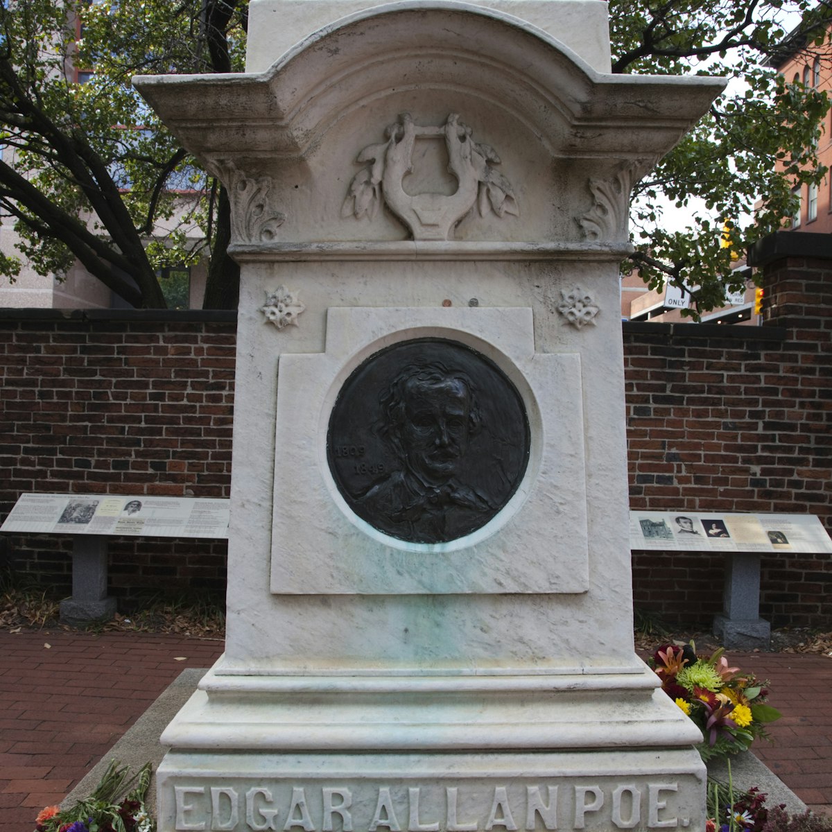 Grave of Edgar Allan Poe in Baltimore, Maryland.