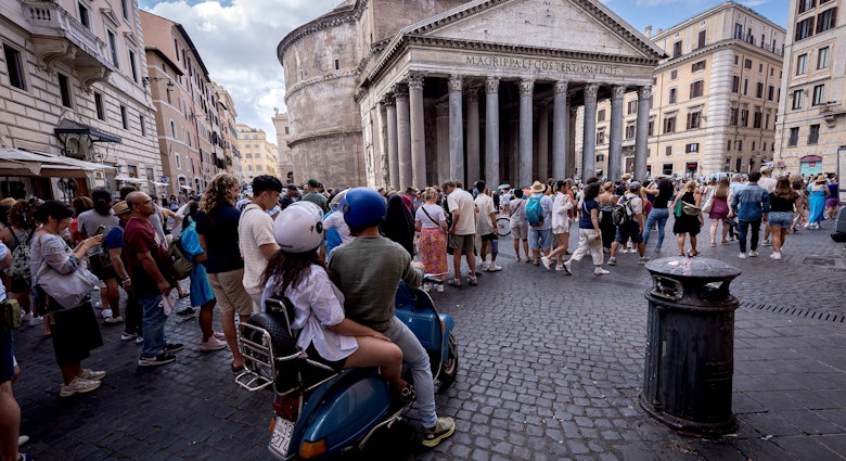 ROME, ITALY - JULY 03: Tourists lined up to enter Pantheon - Basilica of Santa Maria ad Martyres on first day of general admission on July 03, 2023 in Rome, Italy. As of today, the Pantheon - Basilica of Santa Maria ad Martyres " the most visited cultural site in Italy with 9 million visitors a year." becomes chargeable, ticket price is 5 euros for tourists free for residents of the municipality of Rome.(Photo by Stefano Montesi - Corbis/Getty Images)
1460763579
culture, lifestyle and leisure, place of international interest