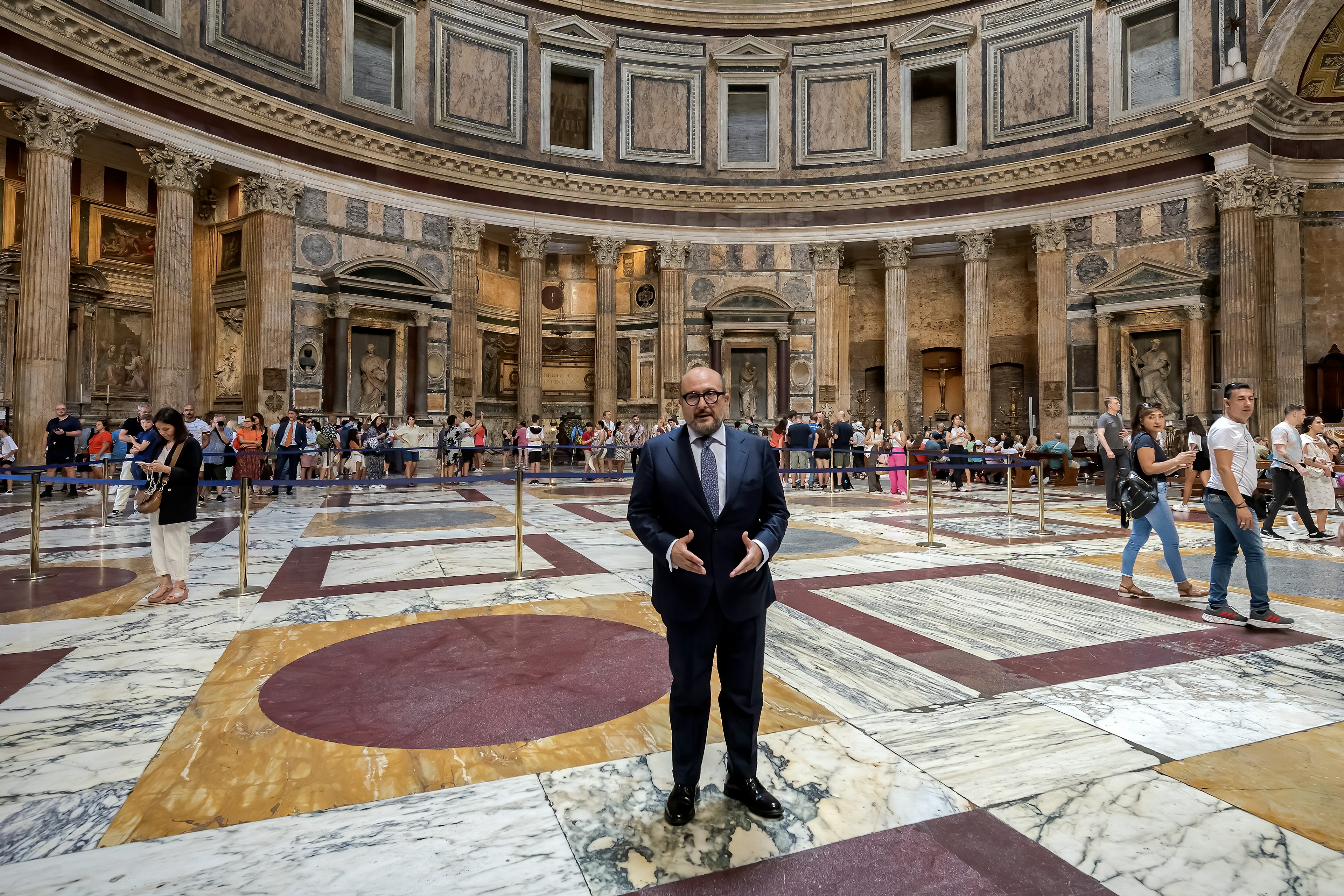 Culture Minister Gennaro Sangiuliano visits the Pantheon - Basilica of Santa Maria ad Martyres