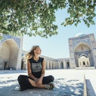 Kalyan Mosque in Bukhara, Uzbekistan
641704192
A young woman sitting quietly in the grounds of Kalyan Mosque in Bukhara, Uzbekistan