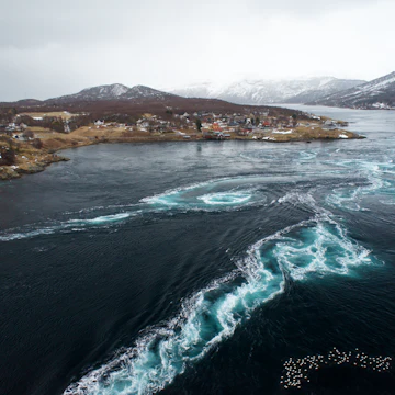Whirlpool and tidal currents in the Saltstraumen Maelstrom.
