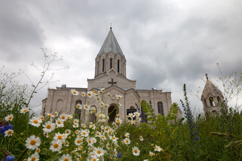 Exterior of Surb Chazanchetsots church with chamomile flowers.
500845580
Cathedral, No People, Horizontal, Nagorno-Karabakh, Armenia - Country, National Landmark, Photography, Church, Monastery, 2015, Brown, History, Christianity, Grass, Architecture, Spirituality, Shoushi
