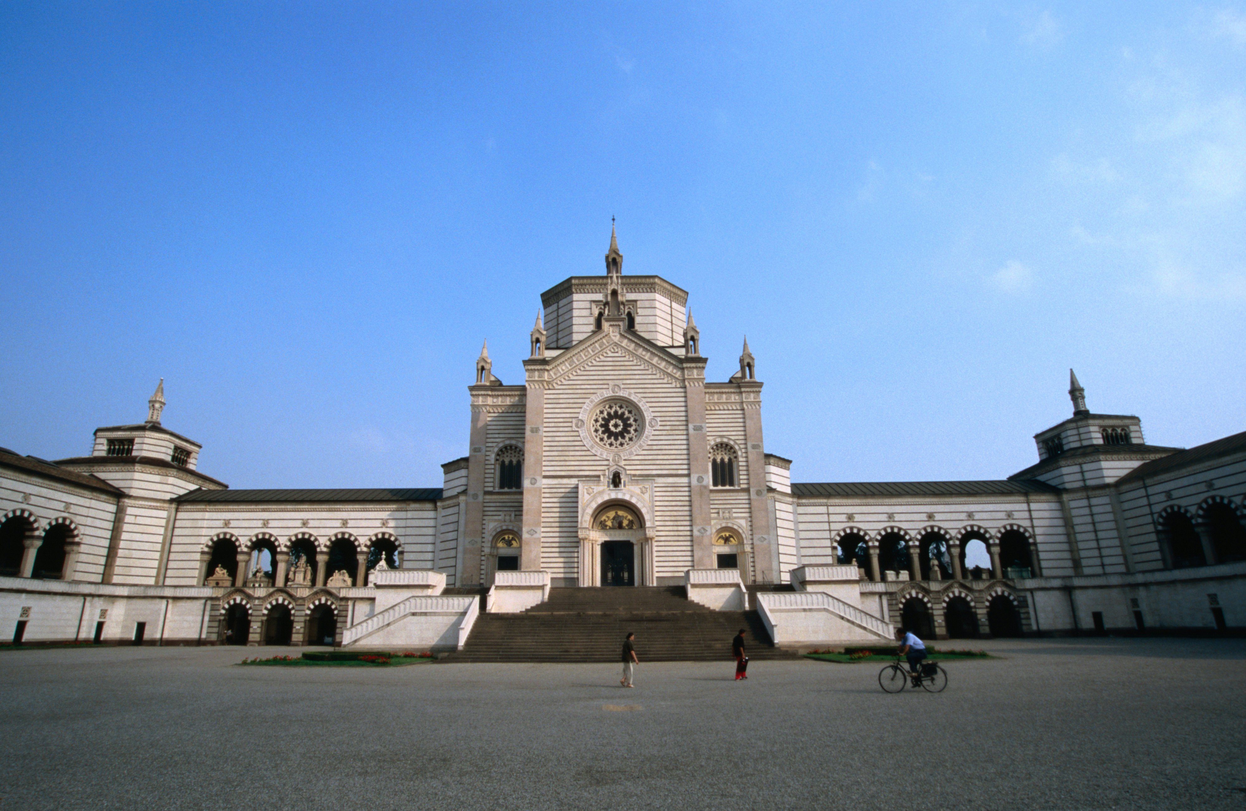 Entrance to Cimitero Monumentale.
20709-39
Europe, Italy, Lombardy, Milan, arch, architecture, bicycle, building, cemetery, courtyard, culture, day, death, entrance, exterior, facade, group mixed, group of people, low angle view, non-motorised vehicle, outdoors, people, sky, step, transport, vehicle