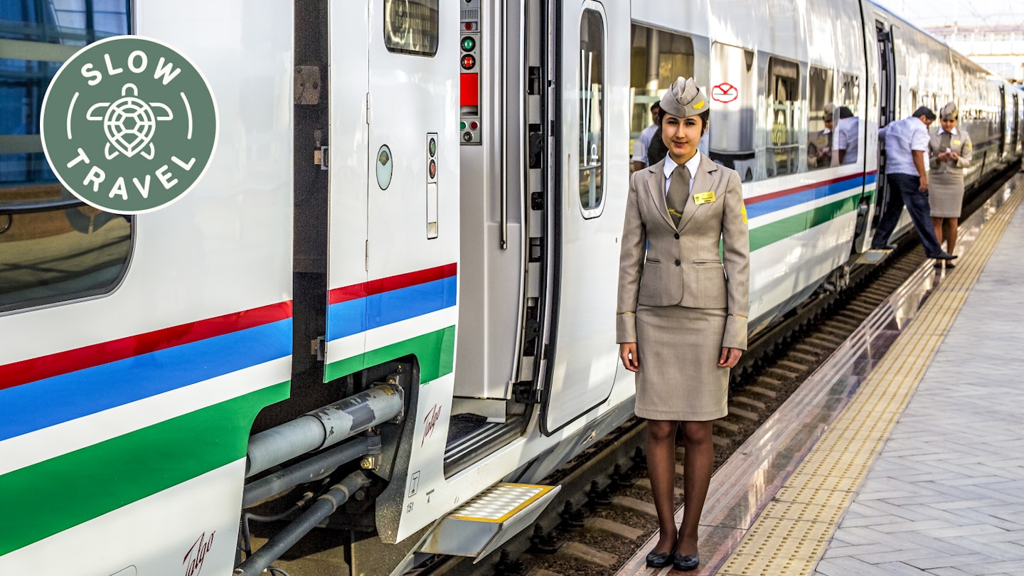 The Afrosiyob train in Taschkent.