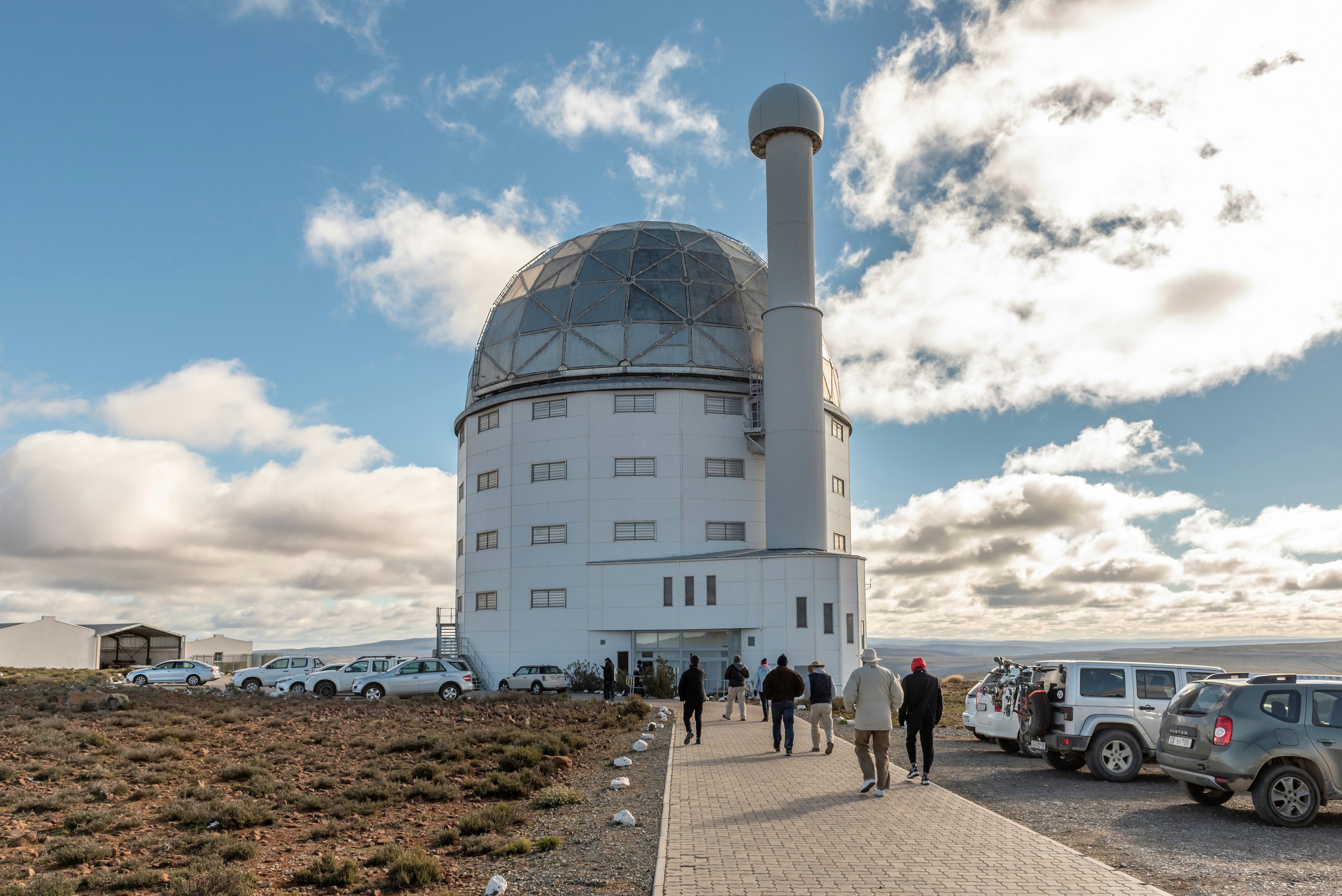 Building of the SALT 11-meter telescope at the South African Astronomical Observatory near Sutherland.