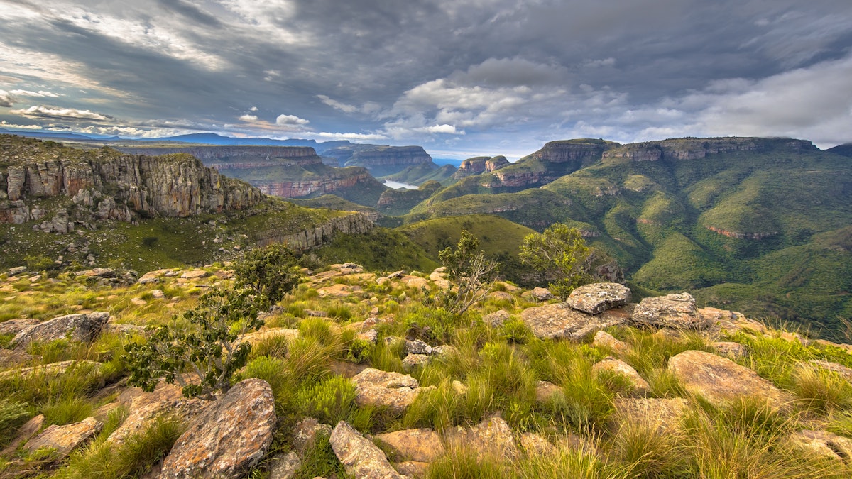 View of Blyde River Canyon from Lowveld Viewpoint in Mpumalanga, South Africa.