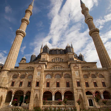 View of Selimiye mosque in Edirne, Turkey. Unesco heritage site. Famous works of Ottoman architecture. Selimiye Mosque, designed by Mimar Sinan in 1575.