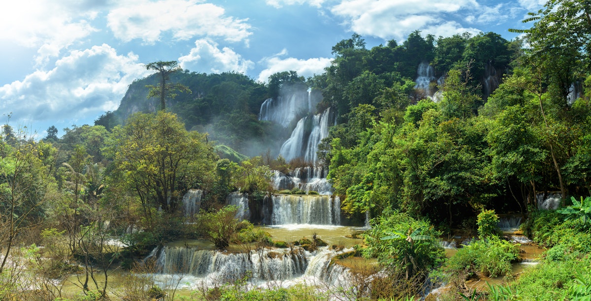 Thi Lo Su waterfall in the Umphang Wildlife Sanctuary in Tak Province in northwestern Thailand.