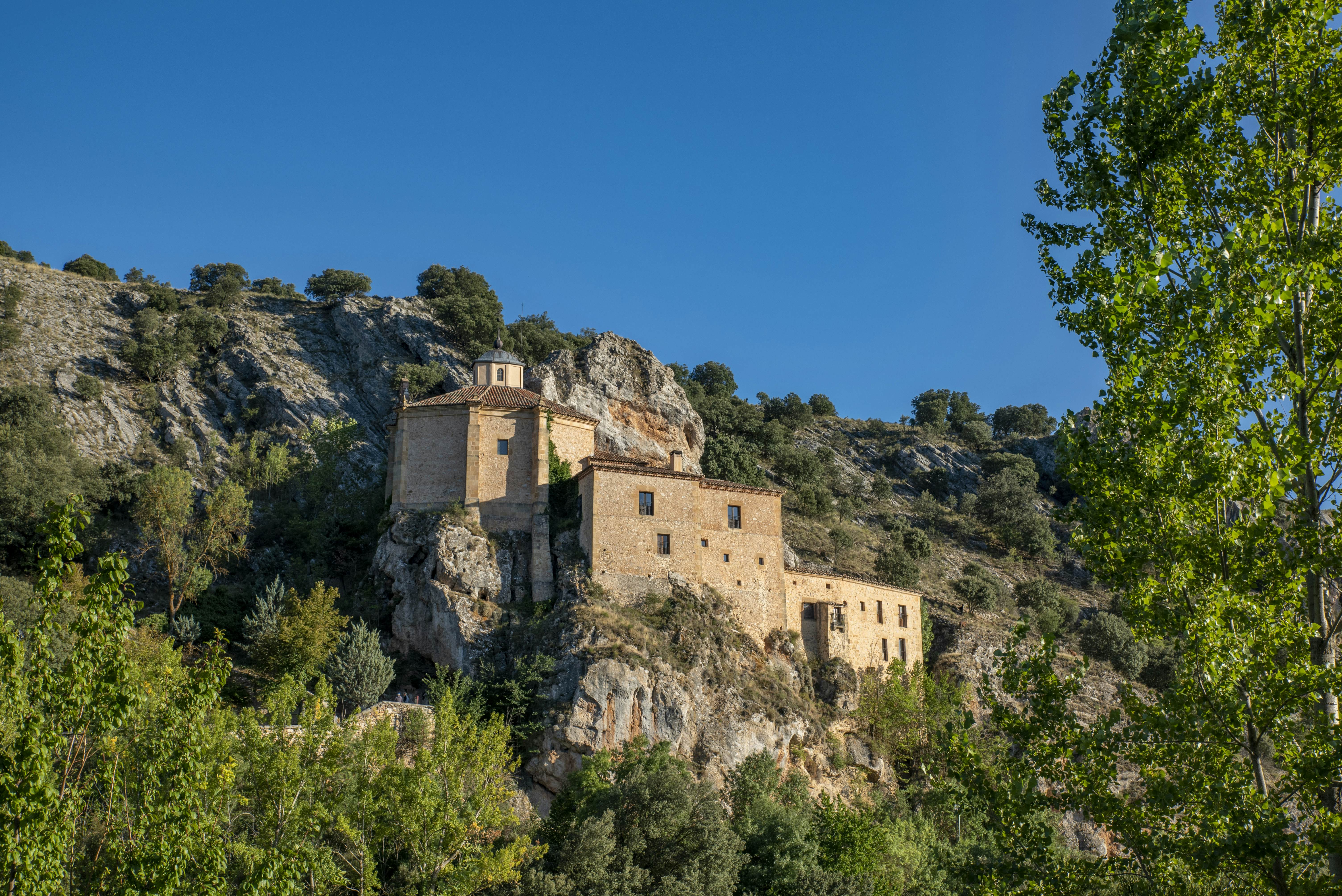 The hermitage of San Saturio, on the banks of the Douro River in Soria, Spain.