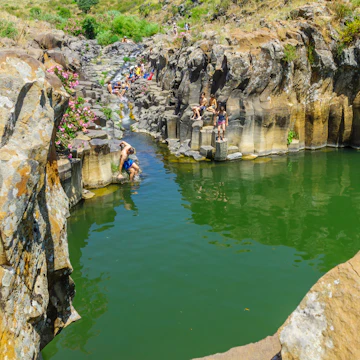 The Zavitan hexagonal pillars pool in Yehudiya Forest Nature Reserve.