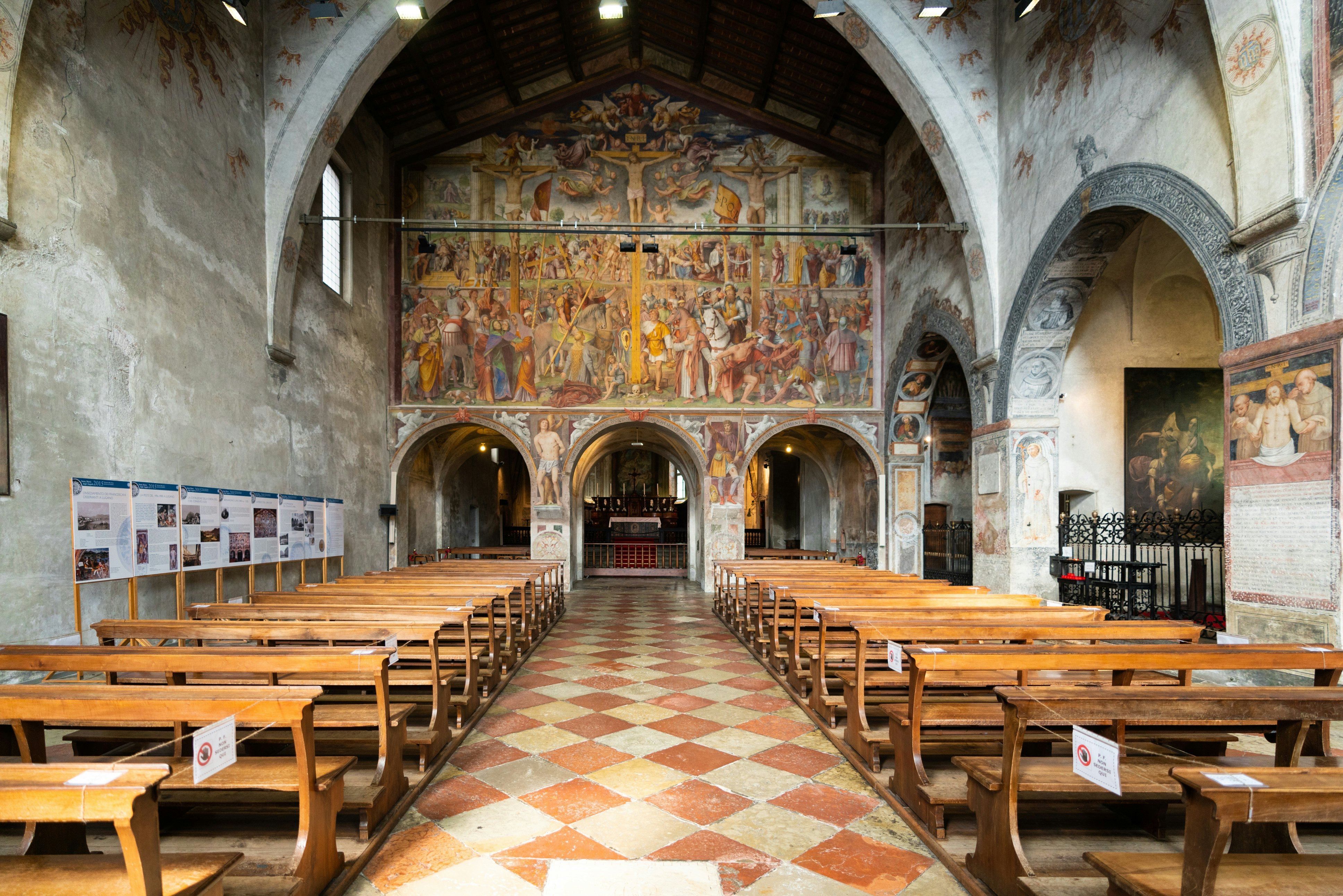 Interior of the church Santa Maria degli Angioli in Lugano, Switzerland.