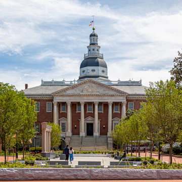 Historical Maryland State Capitol building in Annapolis, the oldest state house that is still in use.