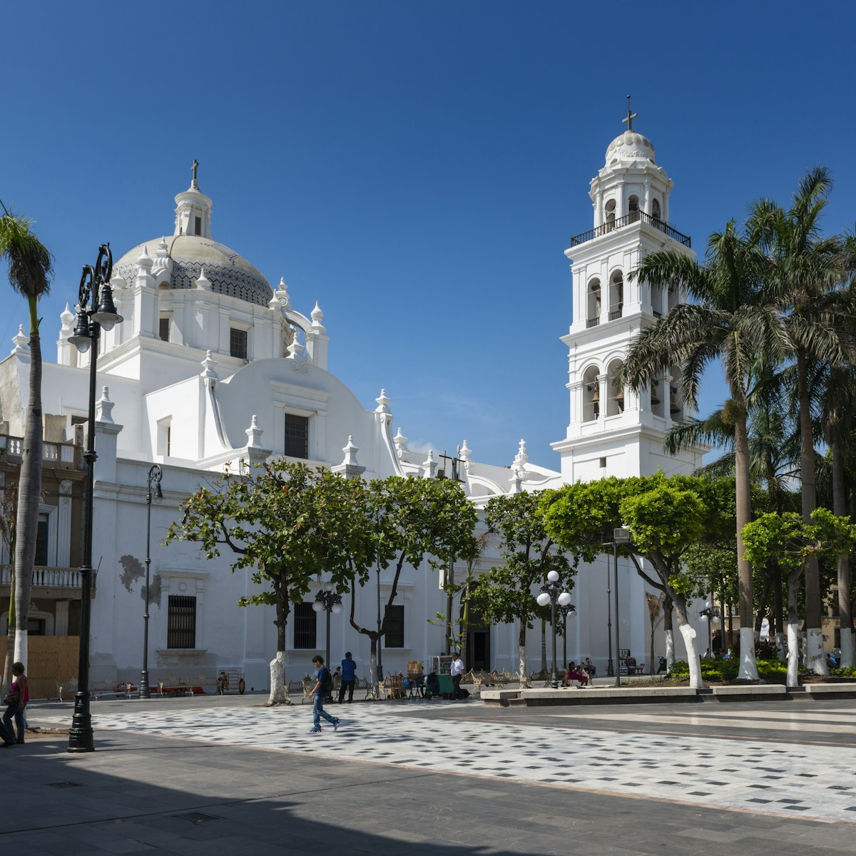 View of the Main Plaza (Zocalo) of the city of Veracruz in Mexico.