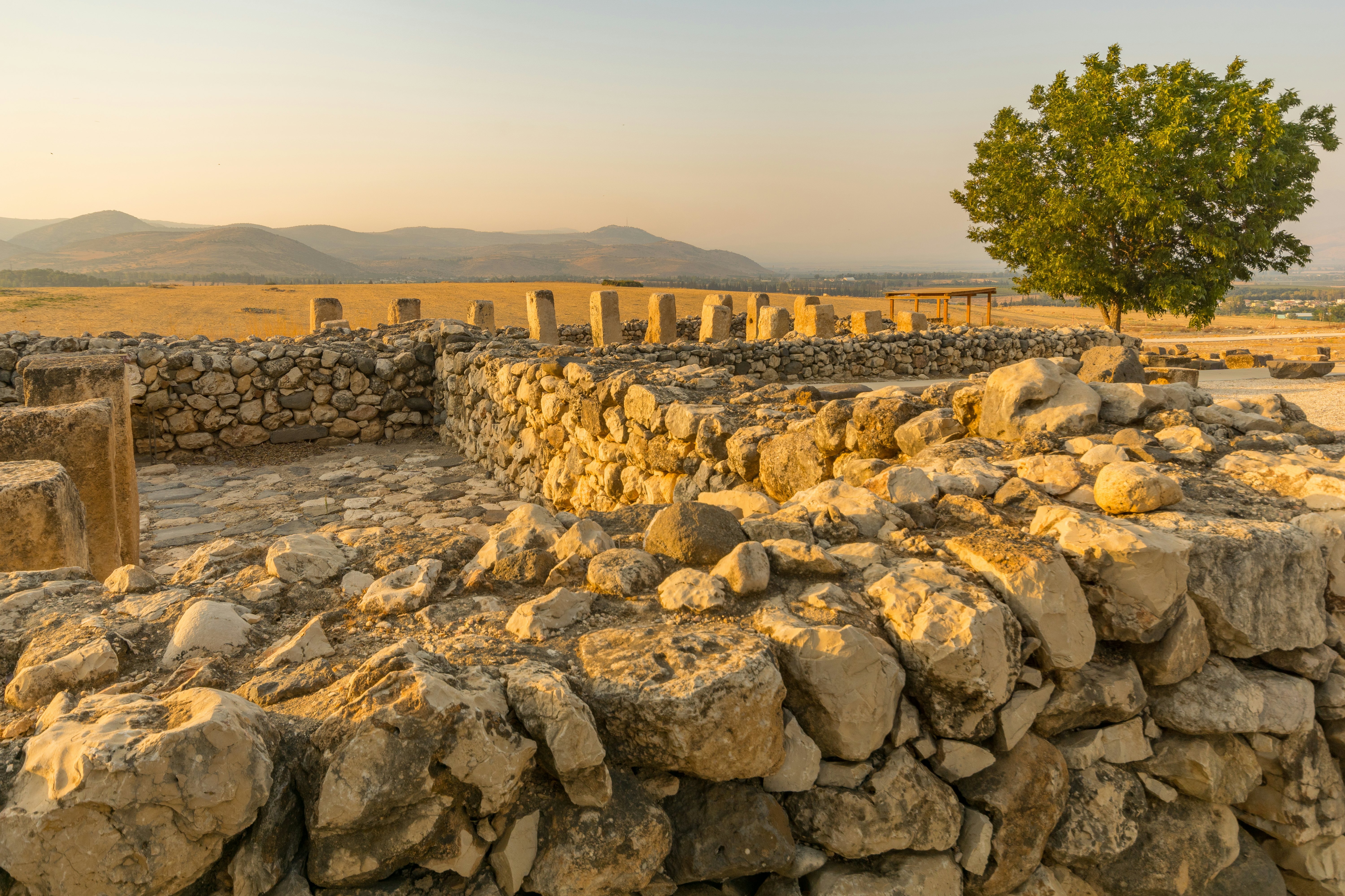 Ancient Israelite buildings remains in Tel Hazor National Park, a UNESCO World Heritage Site in Northern Israel.