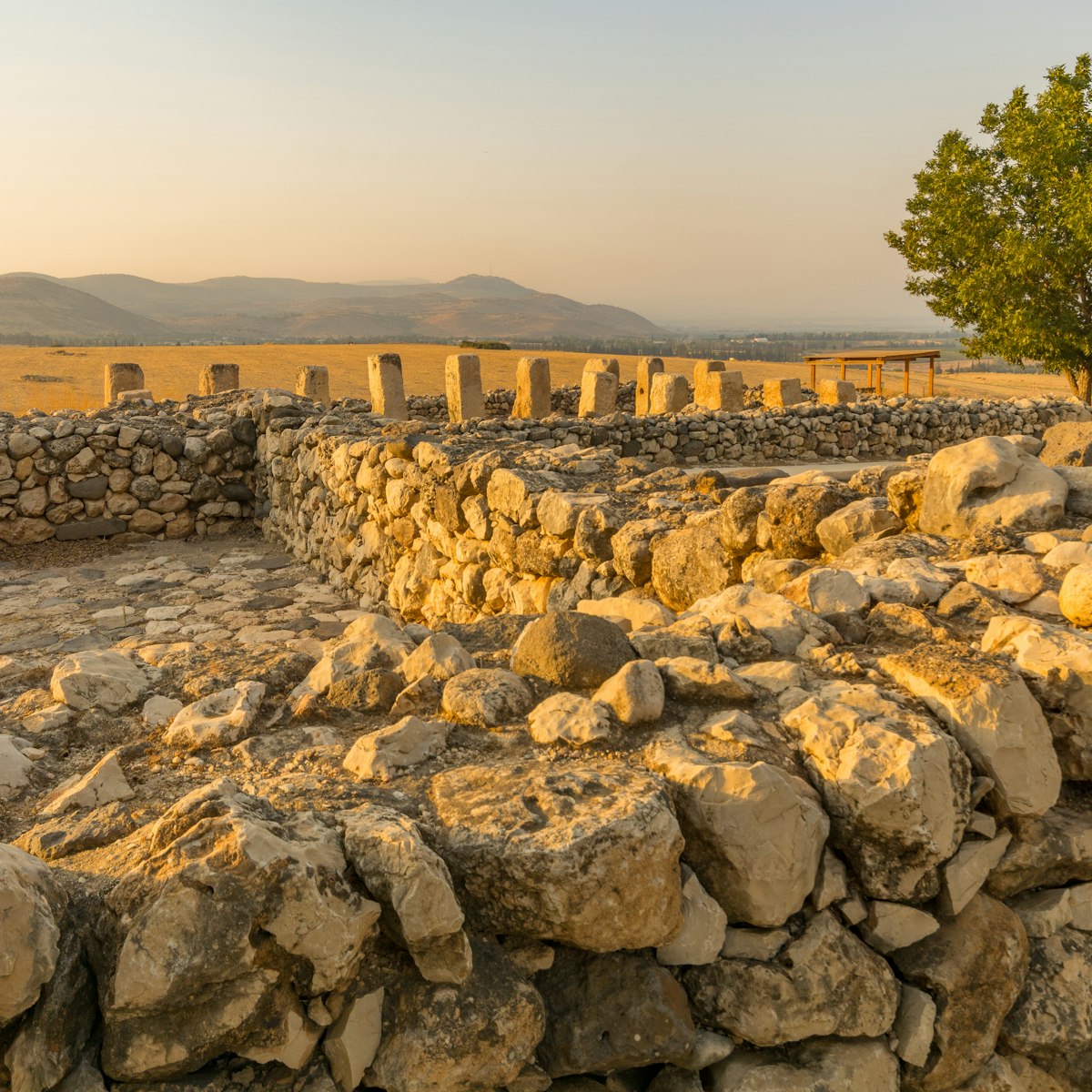 Ancient Israelite buildings remains in Tel Hazor National Park, a UNESCO World Heritage Site in Northern Israel.
