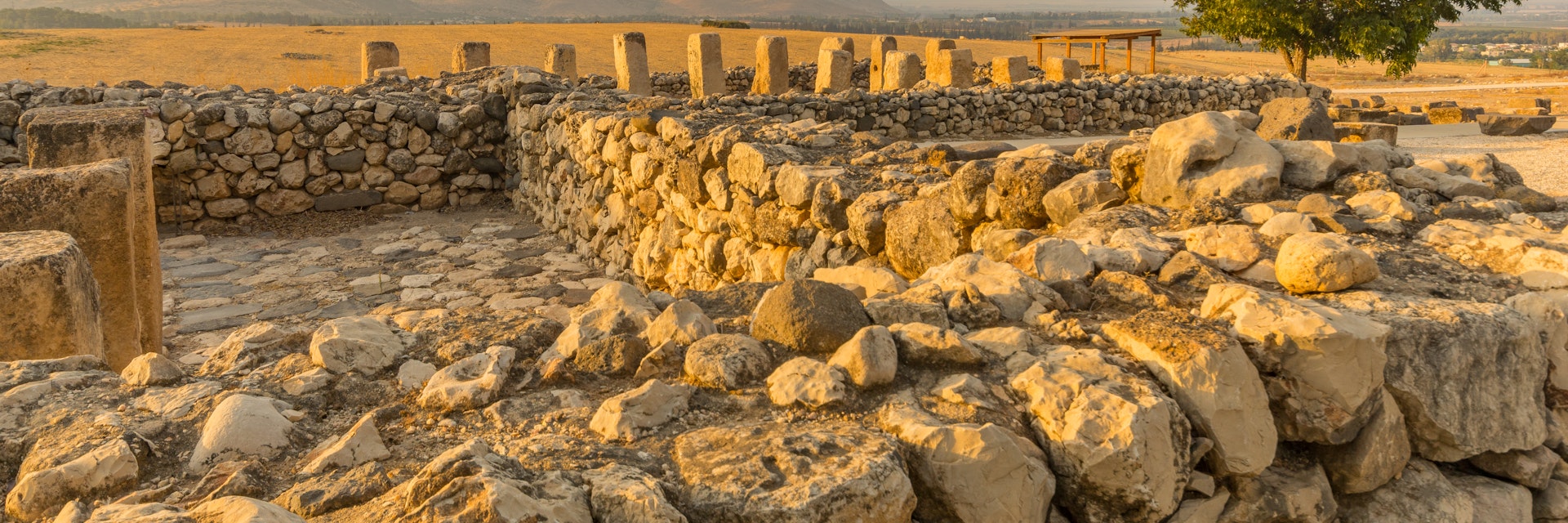 Ancient Israelite buildings remains in Tel Hazor National Park, a UNESCO World Heritage Site in Northern Israel.