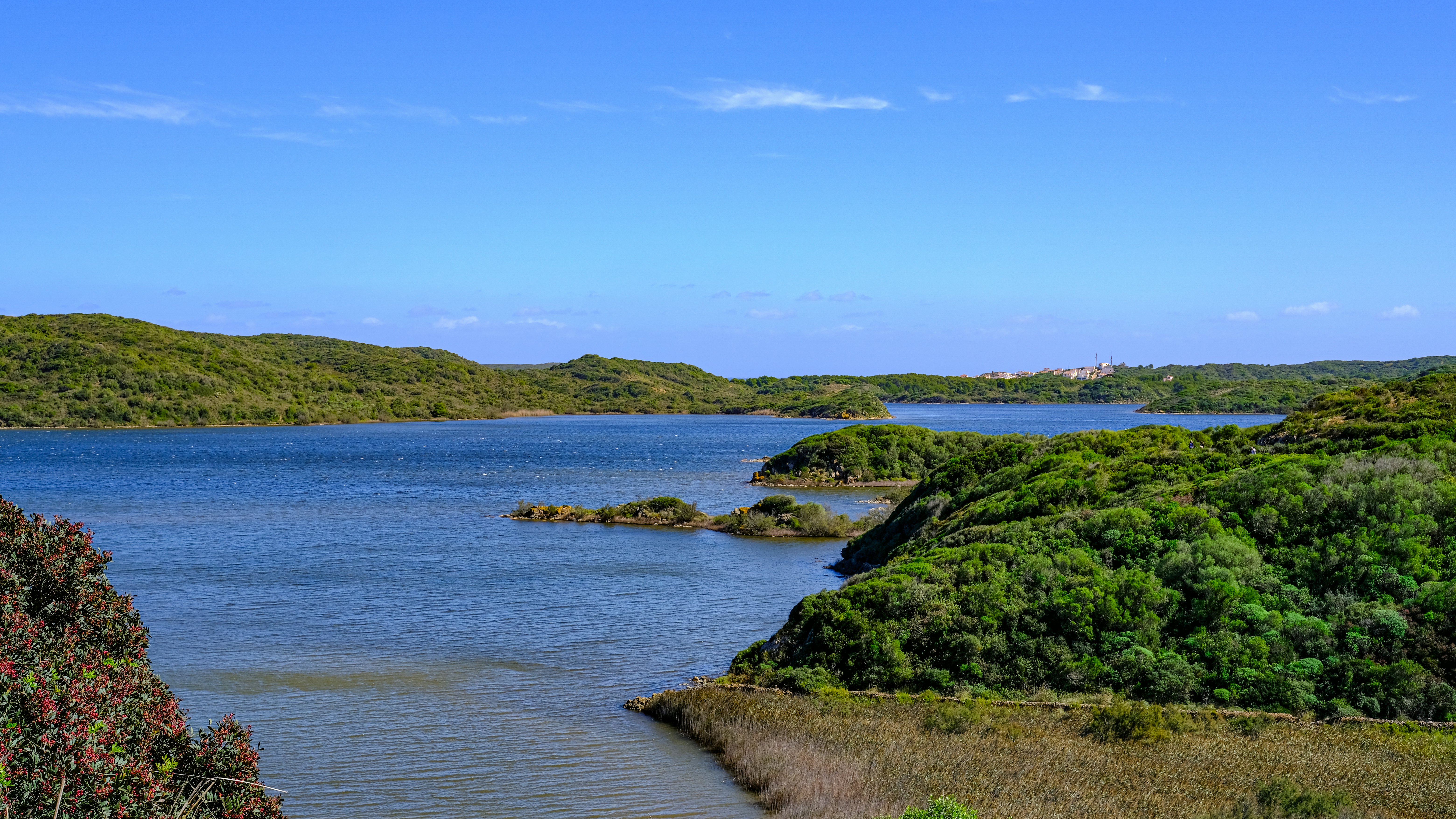View of the lagoon, Parc Natural de s'Albufera des Grau, Menorca, Spain.