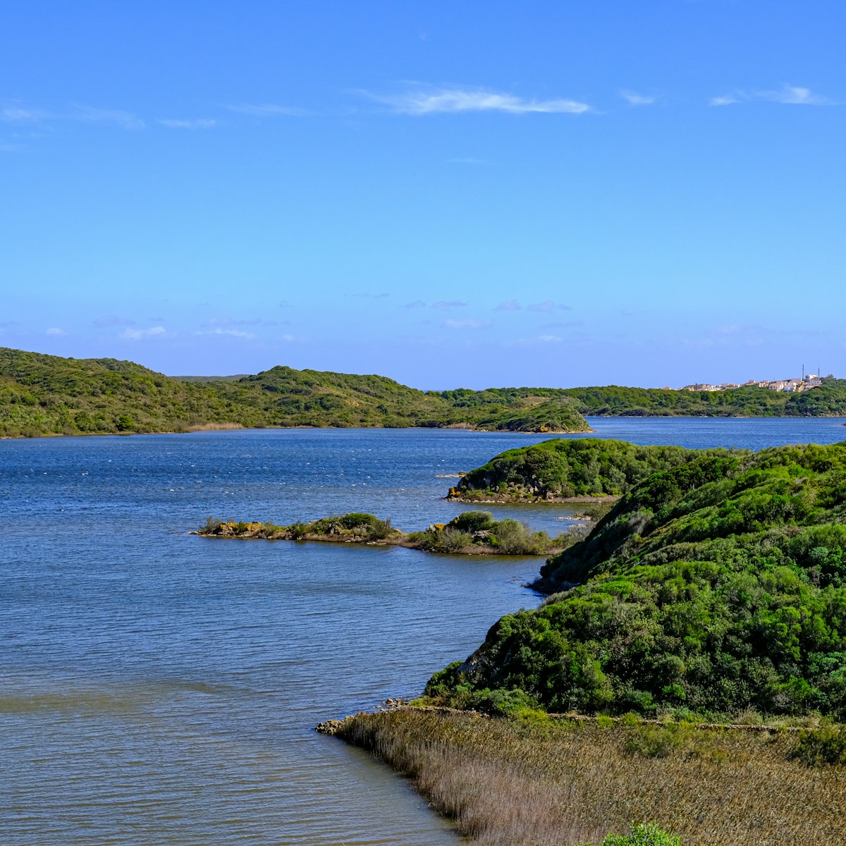 View of the lagoon, Parc Natural de s'Albufera des Grau, Menorca, Spain.
