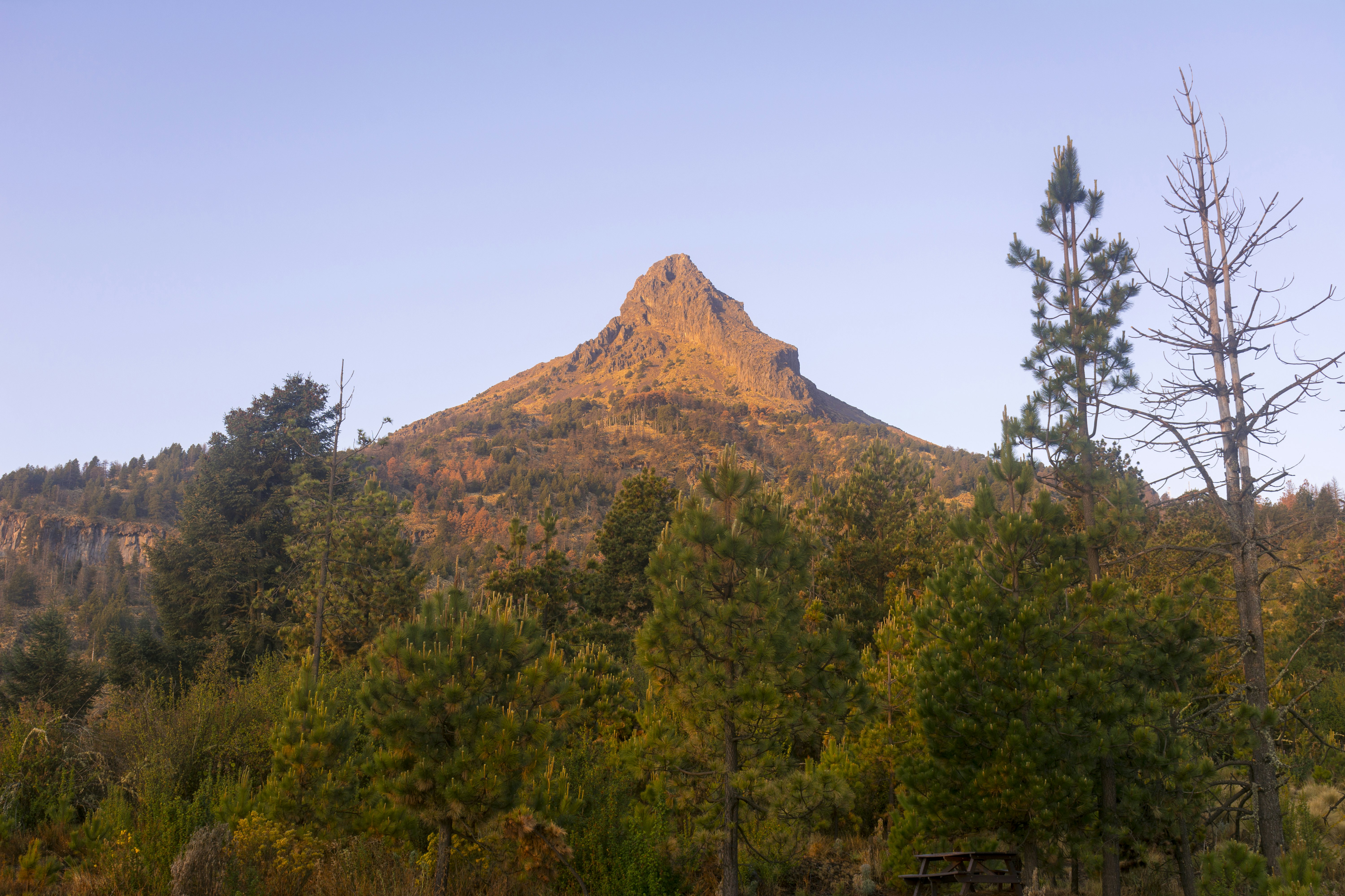 The peak of the Nevado de Colima volcano.