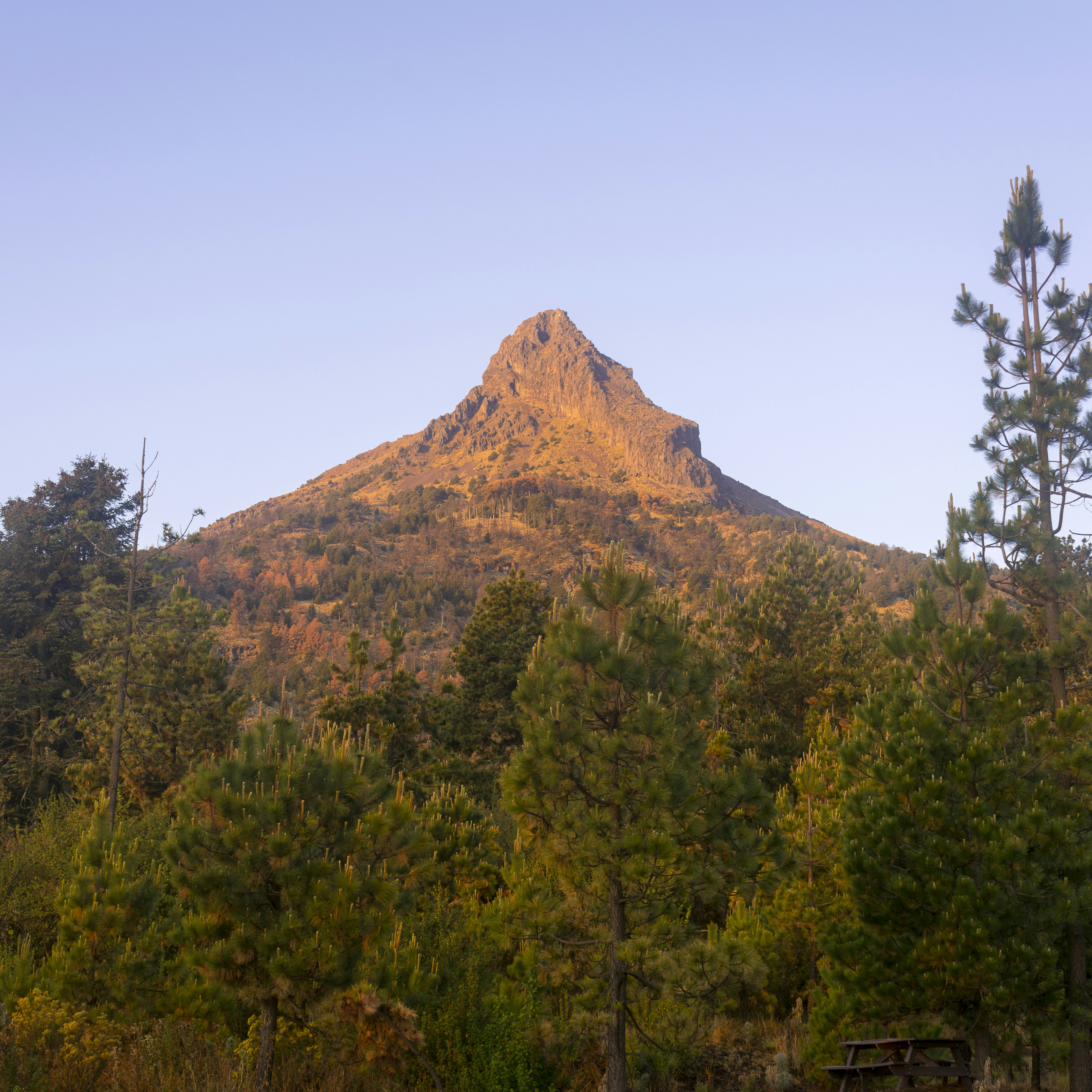 The peak of the Nevado de Colima volcano.