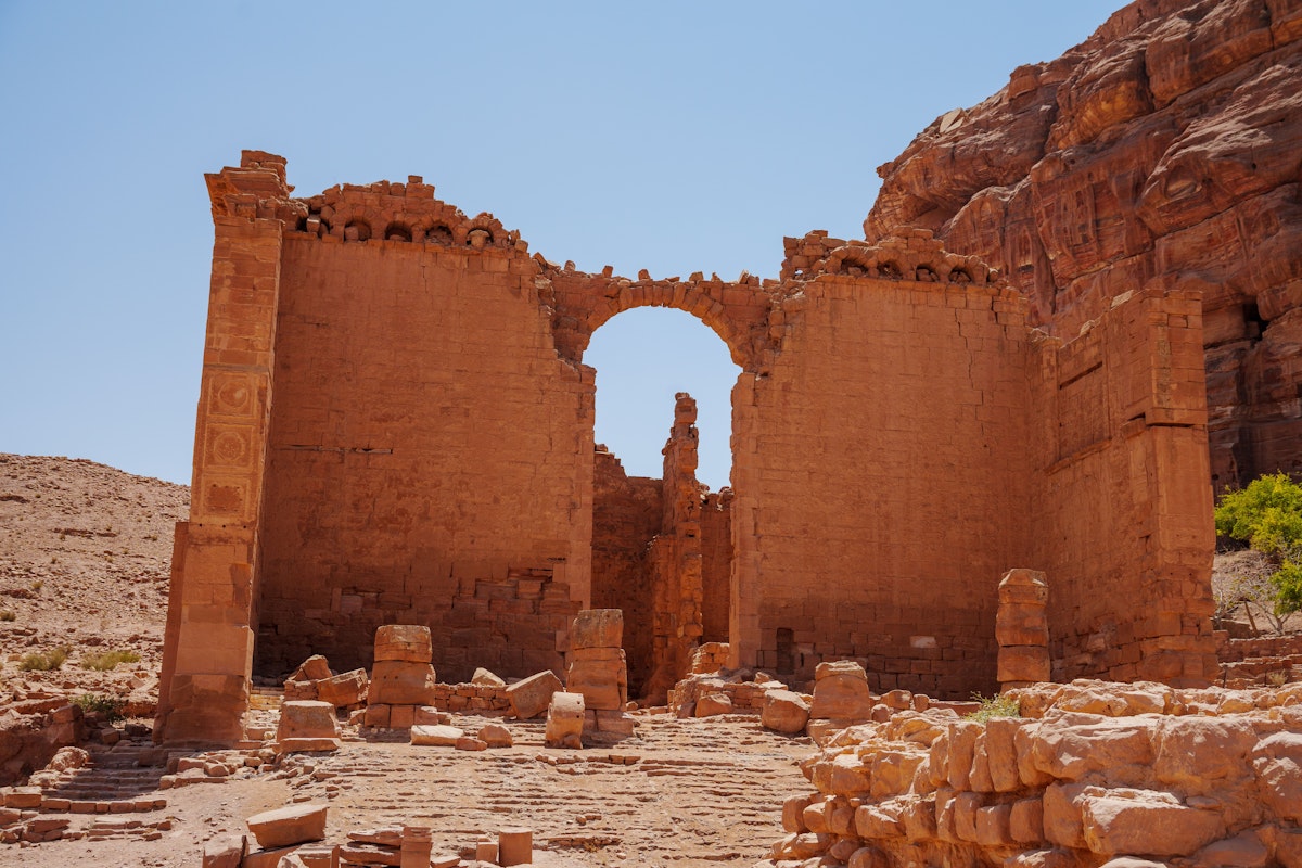 The ruins of the Qasr al-Bint temple in Petra.