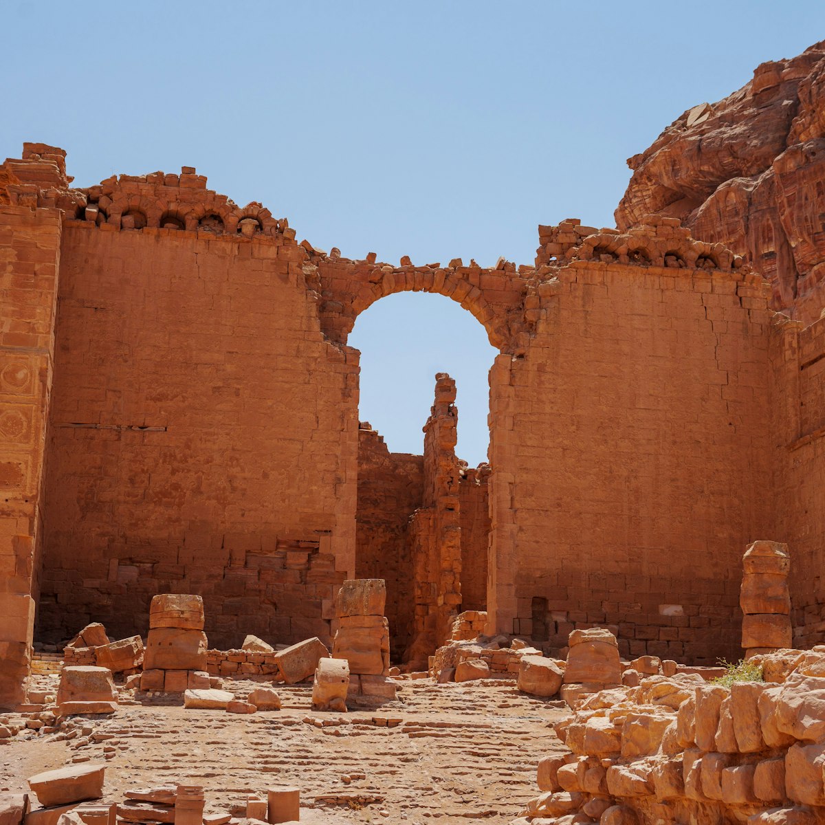 The ruins of the Qasr al-Bint temple in Petra.