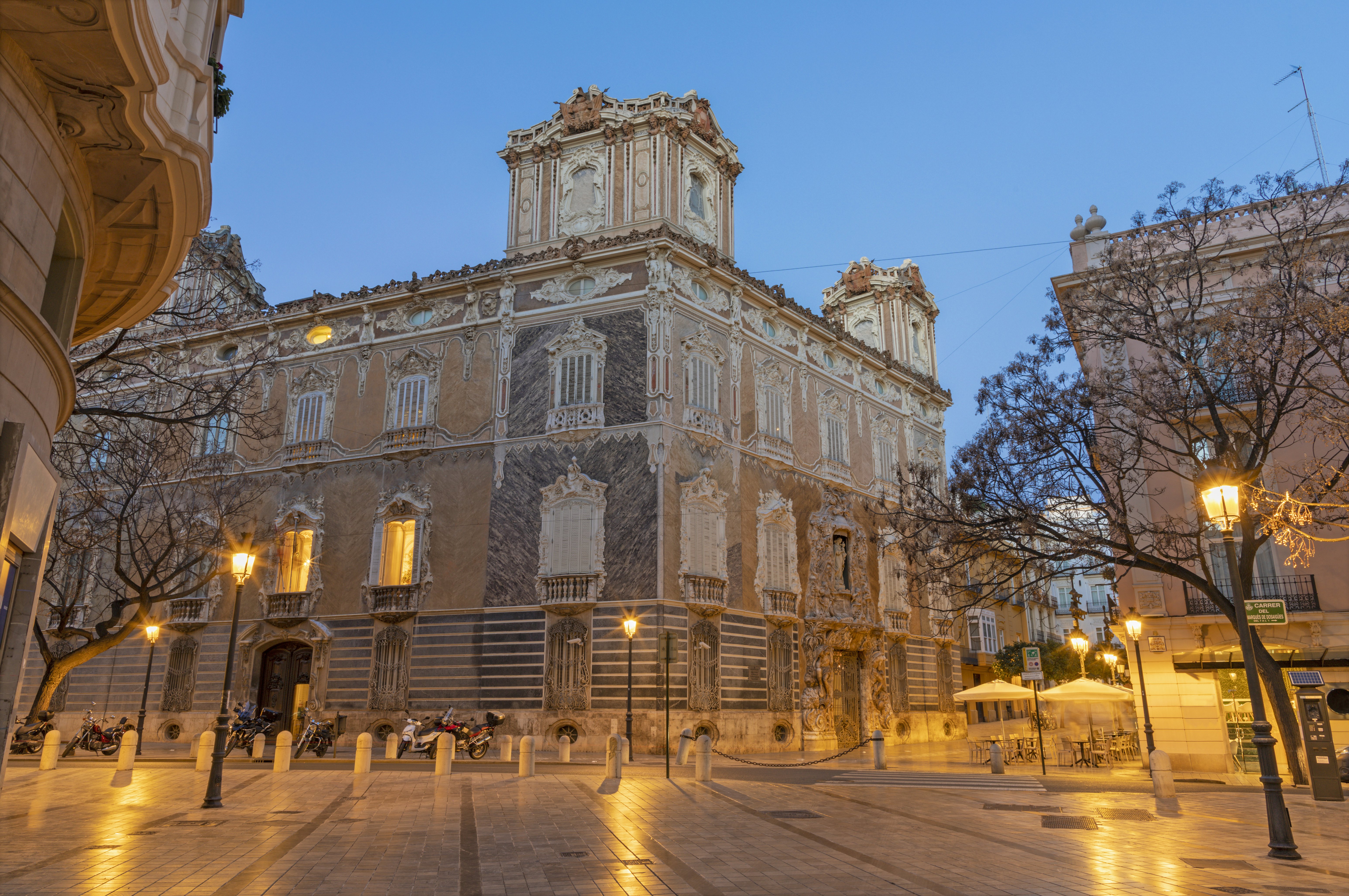 Palace of the Marques de Dos Aguas at dusk.