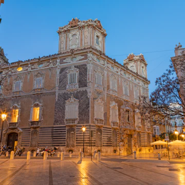 Palace of the Marques de Dos Aguas at dusk.