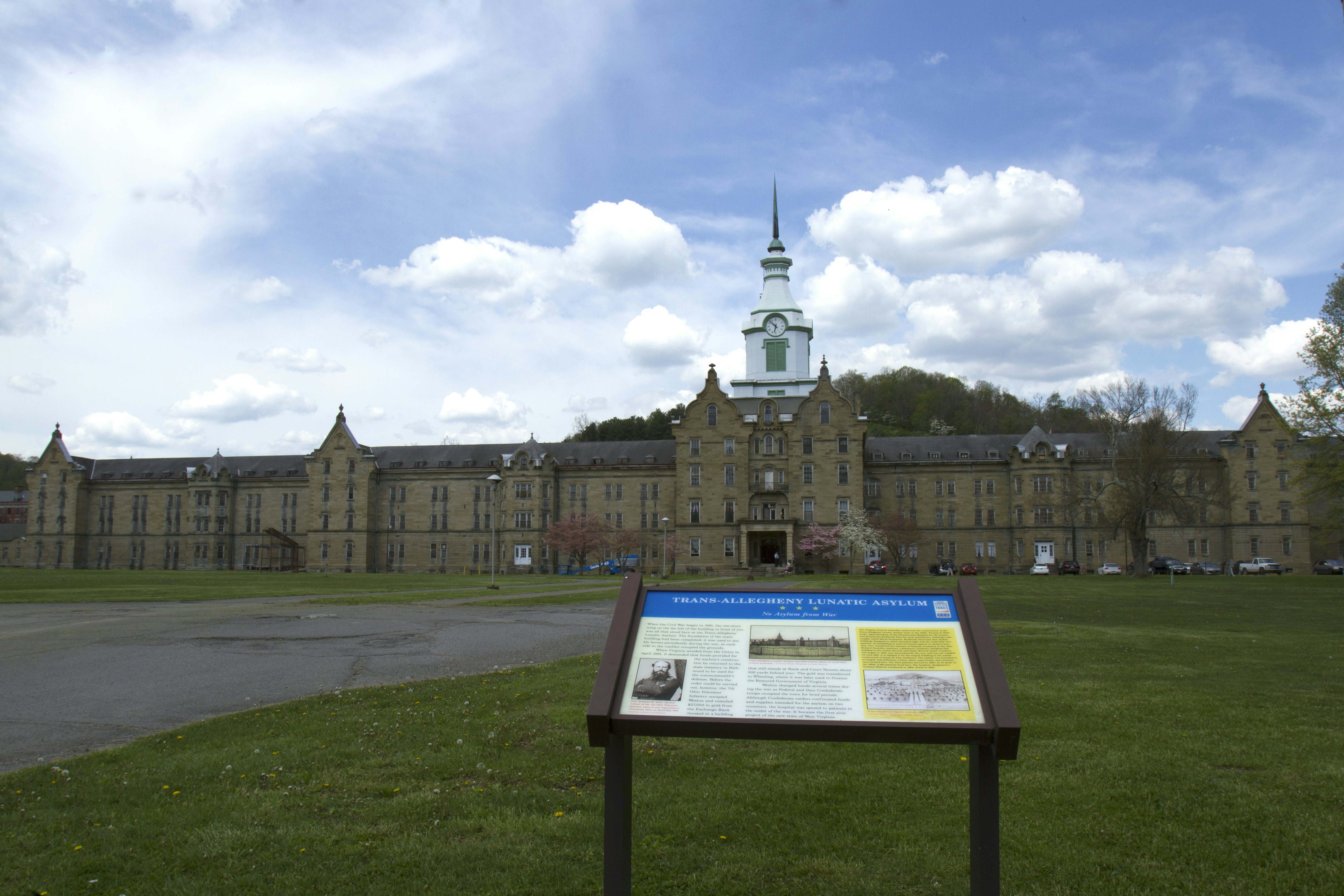 The Trans-Allegheny Lunatic Asylum building and grounds.
