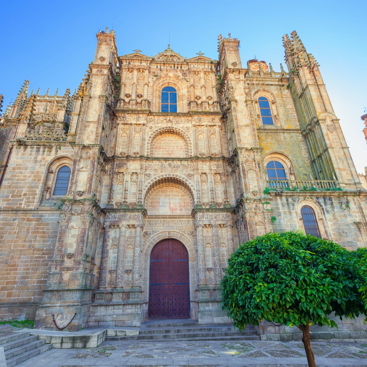 Facade of Plasencia Cathedral.