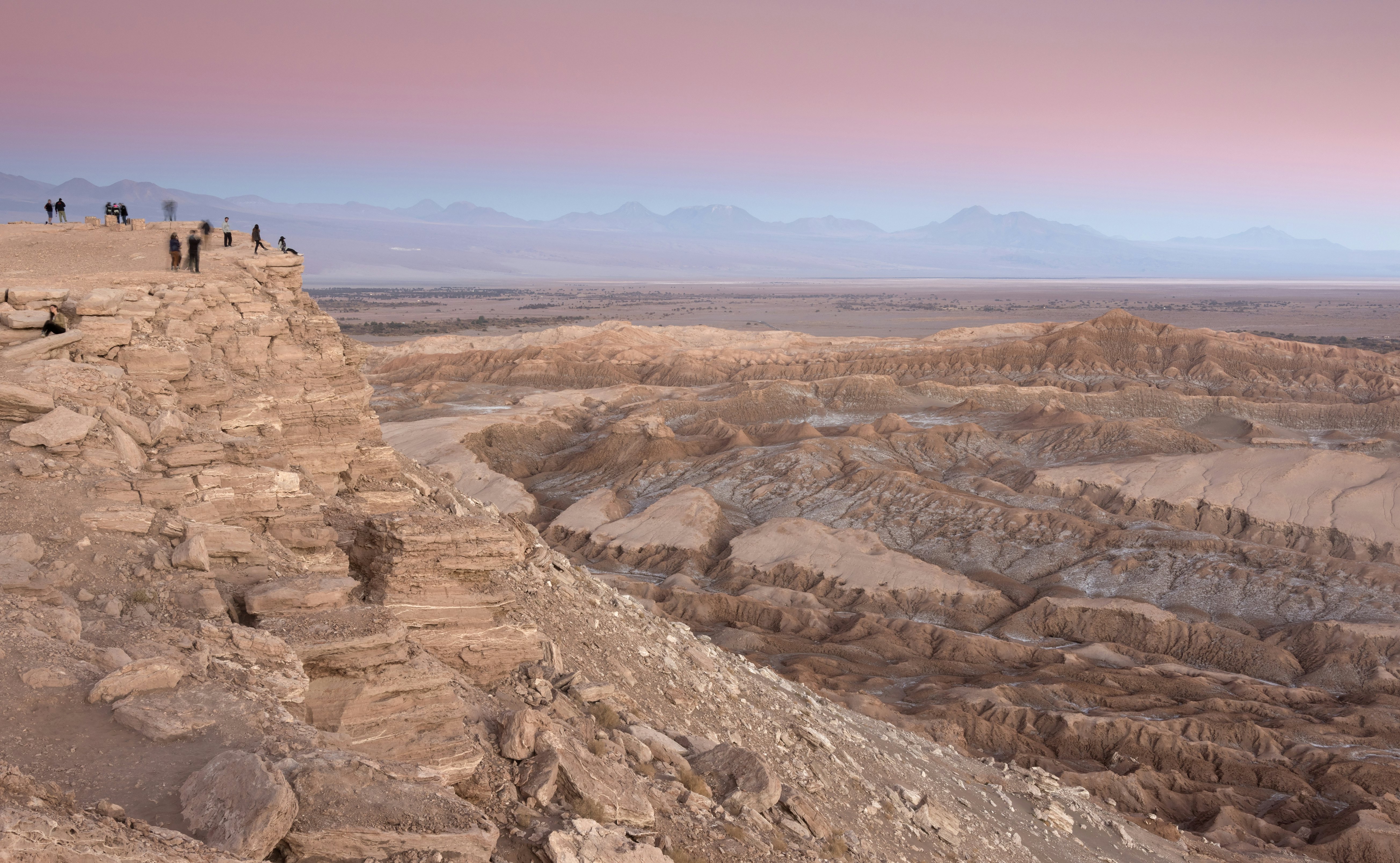 People watching the sunset at Valle de la Muerte (Death Valley), Atacama Desert, Chile.