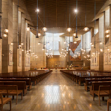 Interior of the Cathedral of Our Lady of the Angels in Los Angeles, California.