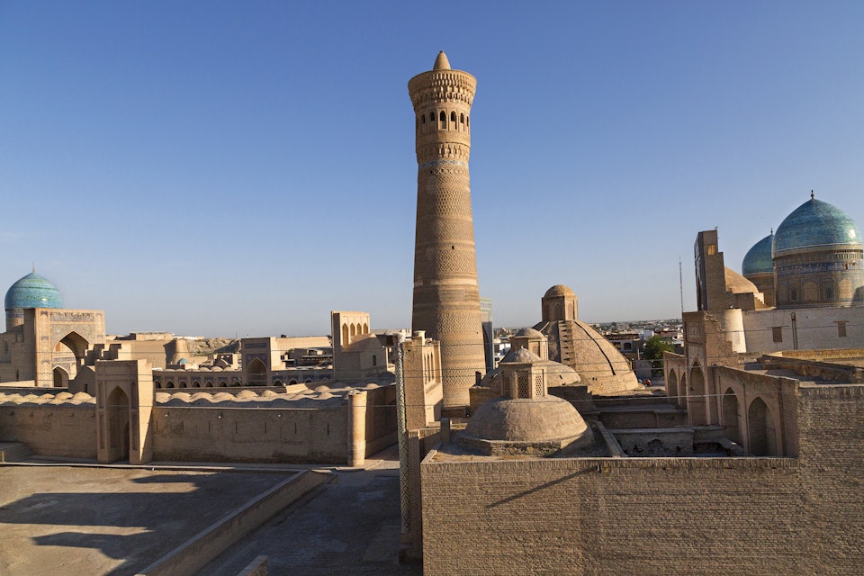 Kalon Minaret and the Poi Kalon religious complex, Bukhara, Uzbekistan.