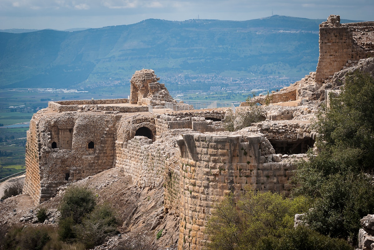 Ruins of the Nimrod Fortress, a medieval fortress situated in the northern Golan Heights, Israel.