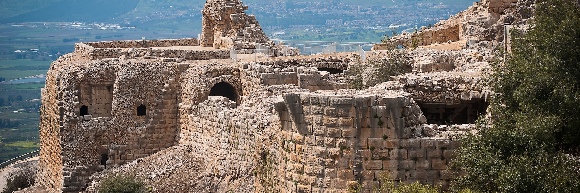 Ruins of the Nimrod Fortress, a medieval fortress situated in the northern Golan Heights, Israel.